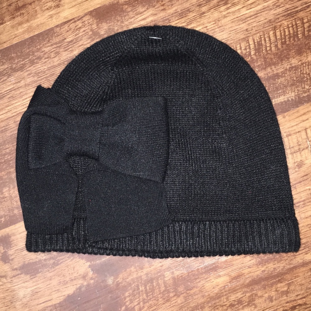 Kate Spade Black Bow Beanie Winter Hat